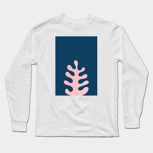 Abstract Shape Botanical Plant Blue Long Sleeve T-Shirt